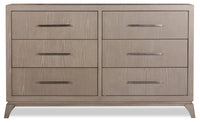  Commode River de 58 po (L) x 35 po (H) à 6 tiroirs pour la chambre à coucher - gris brossé