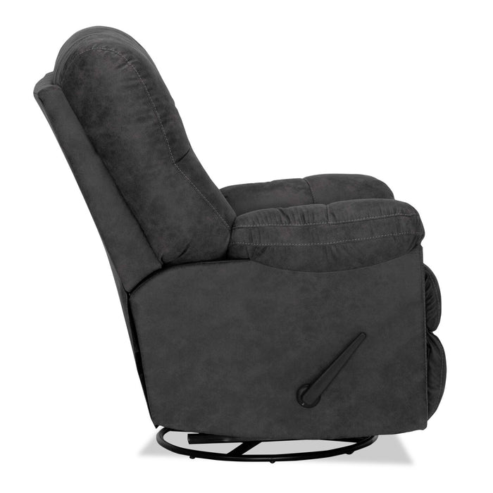 Fauteuil pivotant, berçant et inclinable Design à mon image de 35,5 po en tissu d’apparence cuir - gris ardoise Ranger