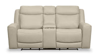  Causeuse à inclinaison électrique Prescott de Scott Living de 79 po en cuir véritable avec appuie-têtes électriques - gris platine