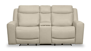 Causeuse à inclinaison électrique Prescott de Scott Living de 79 po en cuir véritable avec appuie-têtes électriques - gris platine