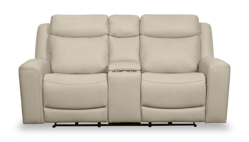 Causeuse à inclinaison électrique Prescott de Scott Living de 79 po en cuir véritable avec appuie-têtes électriques - gris platine