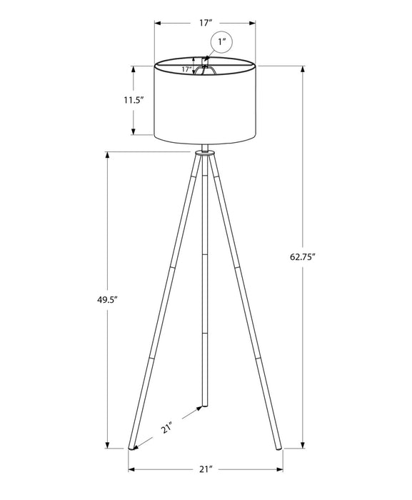 Lampe à pied de type trépied de 63 po en métal noir