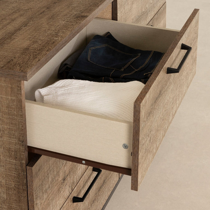 Commode Everley de 51,3 po (L) x 31,3 po (H) à 6 tiroirs pour la chambre à coucher - brune