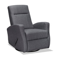  Fauteuil berçant, pivotant et inclinable Nyla en tissu d'apparence lin - gris