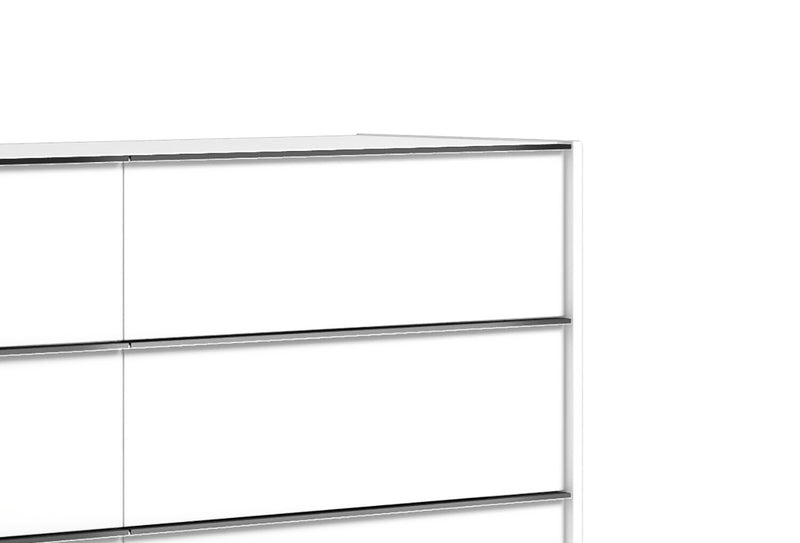 Commode de chambre à coucher Raia à 6 tiroirs - fabriquée en Italie, 59 po (L) x 33 po (H), moderne - blanche