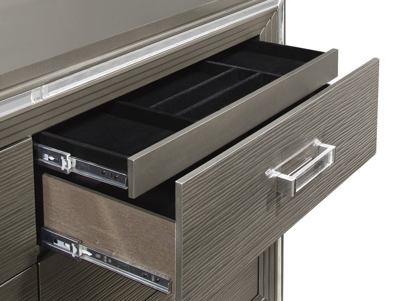 Ensemble de chambre à coucher Max 6 pièces avec très grand lit - Argenté