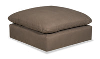  Pouf modulaire Eclipse de 43 po en tissu d’apparence lin avec coussin en duvet et plumes - brun ardoise