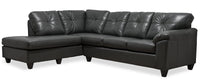 Sofa sectionnel de gauche Addison 2 pièces fabriqué au Canada en tissu d’apparence cuir avec coussins de siège amovibles - gris