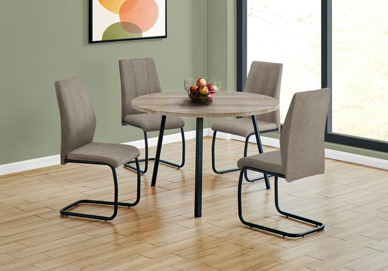 Chaise de salle à manger Heath en tissu de cuir végétalien et en métal - taupe