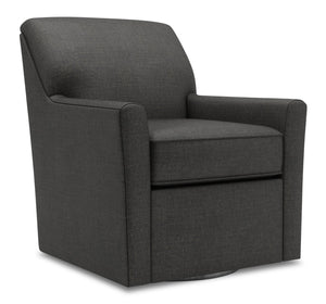 Fauteuil d’appoint pivotant Sofa Lab personnalisable de 31 po fabriqué au Canada en tissu d’apparence lin - gris Luna Kohl