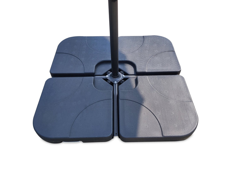 Socle de parasol 4 pièces pour la terrasse à l’extérieur, plastique résistant aux intempéries, universel, base remplie d’eau ou de sable - noir