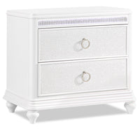  Table de nuit somptueuse Ava de 32,5 po (L) x 28 po (H) à 2 tiroirs avec éclairage à DEL - blanche