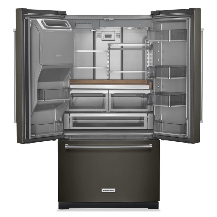 Réfrigérateur KitchenAid de 26,8 pi³ et de 36 po à portes françaises - acier inoxydable noir - KRFF577KBS