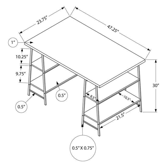 Bureau Jonnie de 47,25 po avec pattes de type chevalet - imitation de pierre grise