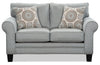Causeuse Tula de 65 po fabriquée au Canada en tissu avec accoudoirs enroulés et coussins décoratifs - gris brume 