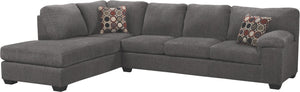 Sofa-lit sectionnel de gauche Morty 2 pièces fabriqué au Canada en tissu de chenille avec coussins décoratifs - gris