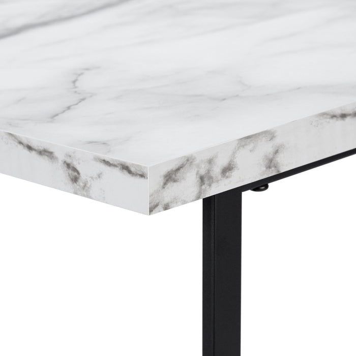 Bureau Jonnie de 47,25 po avec pattes de type chevalet - apparence marbre blanc