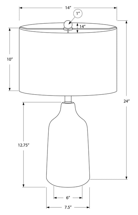 Lampe de table de 24 po béton noir avec abat-jour gris