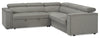 Sofa-lit sectionnel de gauche Savvy 2 pièces en tissu d’apparence lin avec appuie-têtes réglables - gris
