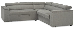 Sofa-lit sectionnel de gauche Savvy 2 pièces en tissu d'apparence lin