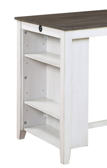 Ensemble de salle à manger Lane 3 pièces de hauteur comptoir avec table de 36,5 po (L), tablettes et port USB intégrées, et 2 chaises - blanc