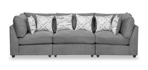 Sofa modulaire Evolve de Scott Living de 118,5 po en tissu d’apparence lin avec coussins amovibles en duvet et plumes - gris anthracite