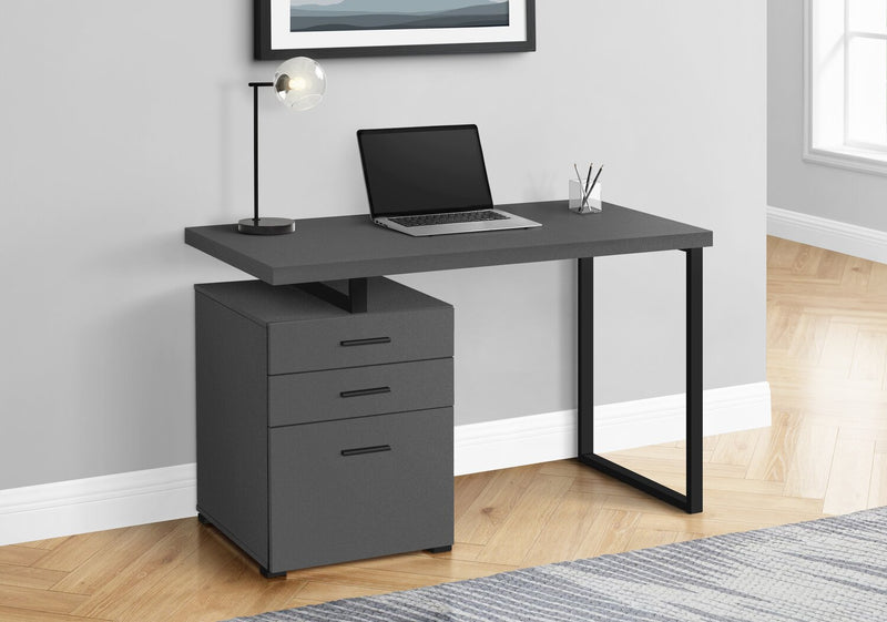 Bureau réversible Clayton de 47,25 po à 3 tiroirs - gris foncé