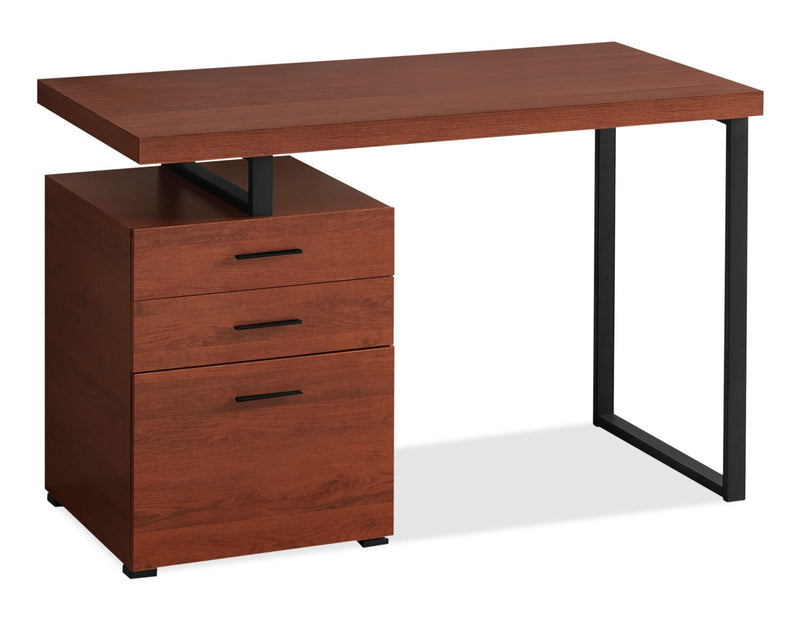 Bureau réversible Clayton de 47,25 po à 3 tiroirs - cerisier