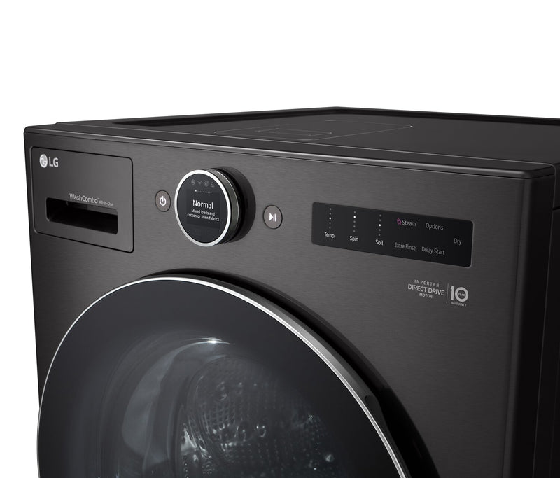 Laveuse-sécheuse tout-en-un à la vapeur intelligente haute efficacité LG de 5,7 pi³ à chargement frontal - acier noir - WM6998HBA