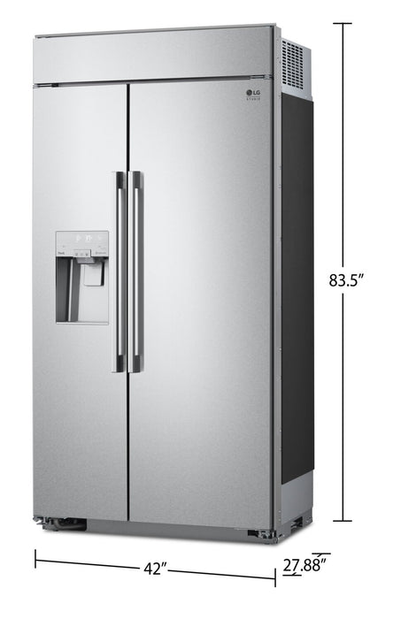 Réfrigérateur encastré LG Studio de 26 pi³ et de 42 po à compartiments juxtaposés - acier inoxydable Smudge-ProofMD - SRSXB2622S