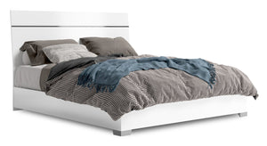 Ensemble de chambre à coucher Raia 5 pièces avec lit à panneaux, commode et miroir - fabriqué en Italie, moderne, blanc - format très grand lit