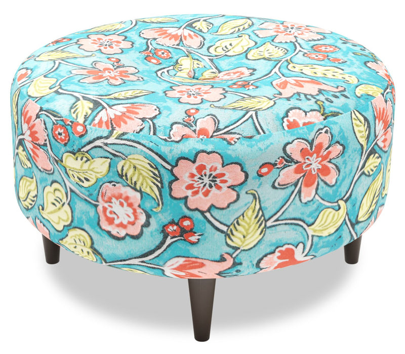 Pouf personnalisable The Curve de Sofa Lab de 31 po fabriqué au Canada en tissu - Malibu multicolore