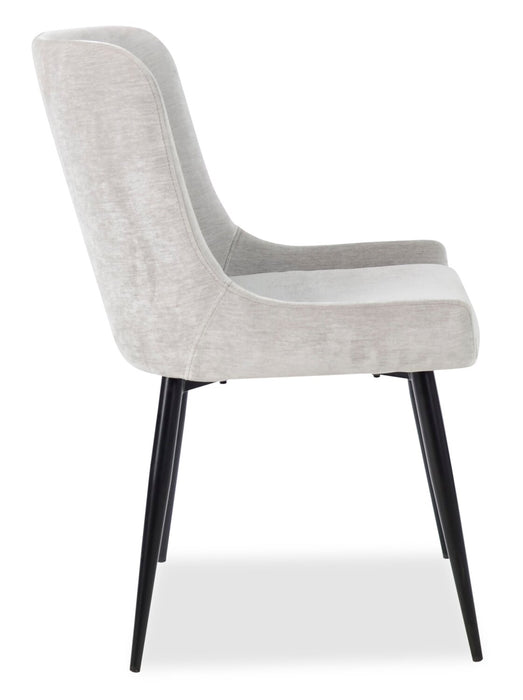 Chaise de salle à manger Lexi en tissu d’apparence velours et en métal - taupe