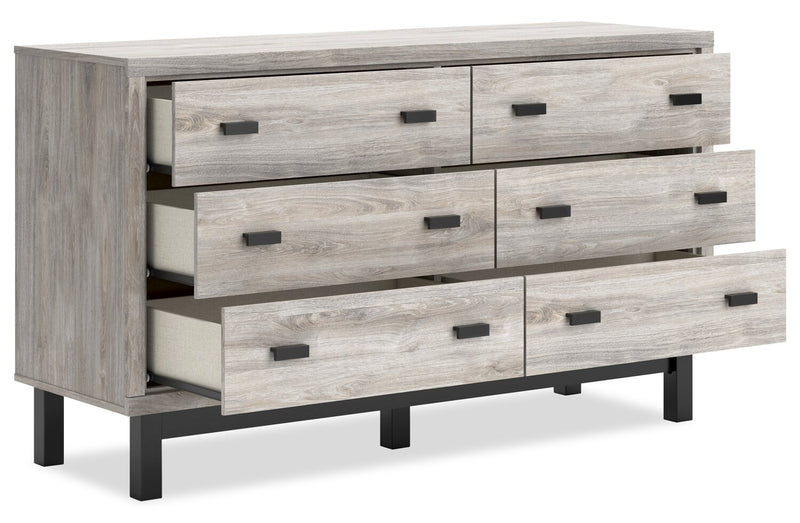 Commode Zen de 62 po (L) x 35,6 po (H) à 6 tiroirs pour la chambre à coucher - grise