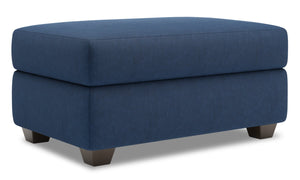 Pouf de rangement personnalisable The Trunk de Sofa Lab de 39 po fabriqué au Canada en tissu d’apparence lin - bleu Pax Navy