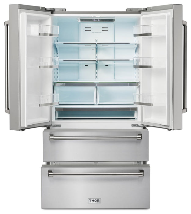 Réfrigérateur Thor de 22,5 pi³ et de 36 po à portes françaises - acier inoxydable - TRF3602