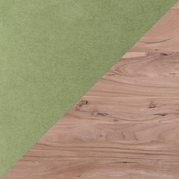 Ensemble de salle à manger Miya 7 pièces en acacia et métal avec table de 60 po (L), bordures Live Edge et 6 chaises - vert mousse