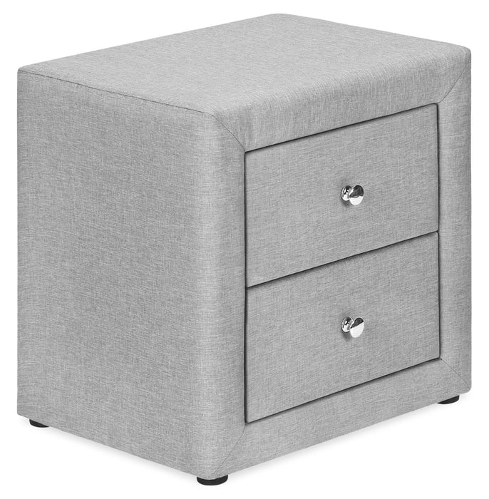 Table de nuit rembourrée Zara de 20,5 po (l) x 20,75 po (H) à 2 tiroirs - grise