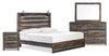 Ensemble de chambre à coucher Abby 6 pièces avec lit à panneau, commode, miroir, table de nuit, lumière DEL et port USB, brun - format très grand lit