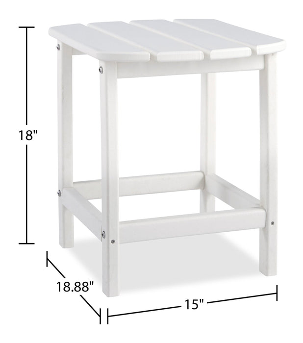 Table de bout Bask pour la terrasse à l’extérieur - 15 po (L), plastique à haute densité, résistante aux rayons UV et aux intempéries - blanche