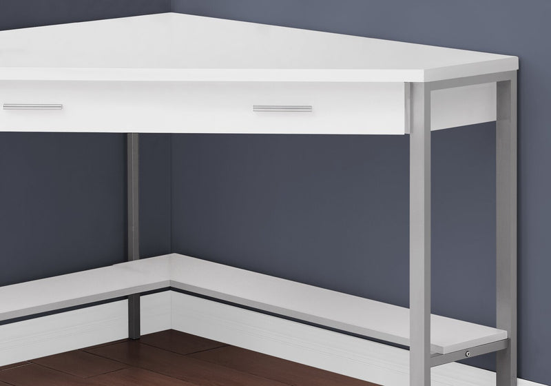 Bureau en coin Christiana de 42 po à tiroir - blanc