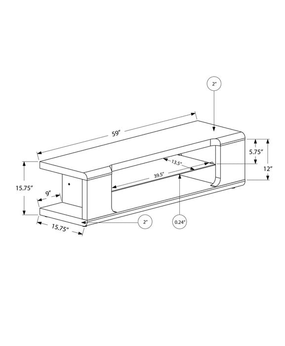 Meuble pour téléviseur moderne Pierce de 60 po avec rangement et système de gestion des câbles pour téléviseurs jusqu’à 65 po - blanc