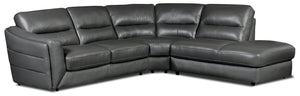 Sofa sectionnel de droite Romeo 3 pièces en cuir véritable - gris