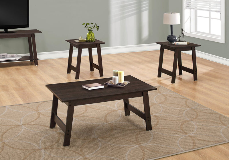 Ensemble 3 tables modernes Jacey de 36 po (table à café et 2 tables de bout) - espresso 