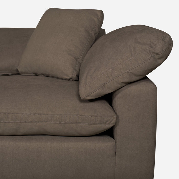 Sofa sectionnel modulaire Eclipse 5 pièces en tissu d’apparence lin avec coussins réversibles en duvet et plumes - gris ardoise
