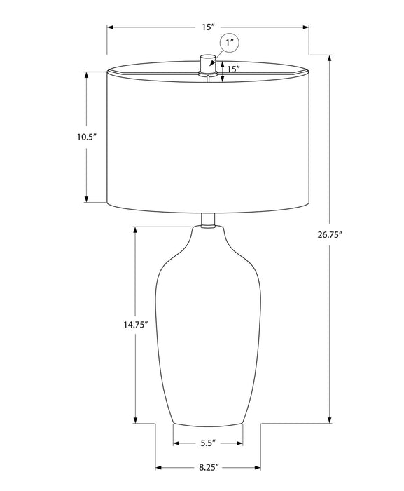Lampe de table de 27 po en céramique grise avec abat-jour beige