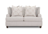  Causeuse Ainsley de 67 po en tissu d’apparence lin avec pattes en bois et 4 coussins décoratifs - beige lin