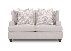 Causeuse Ainsley de 67 po en tissu d’apparence lin avec pattes en bois et 4 coussins décoratifs - beige lin