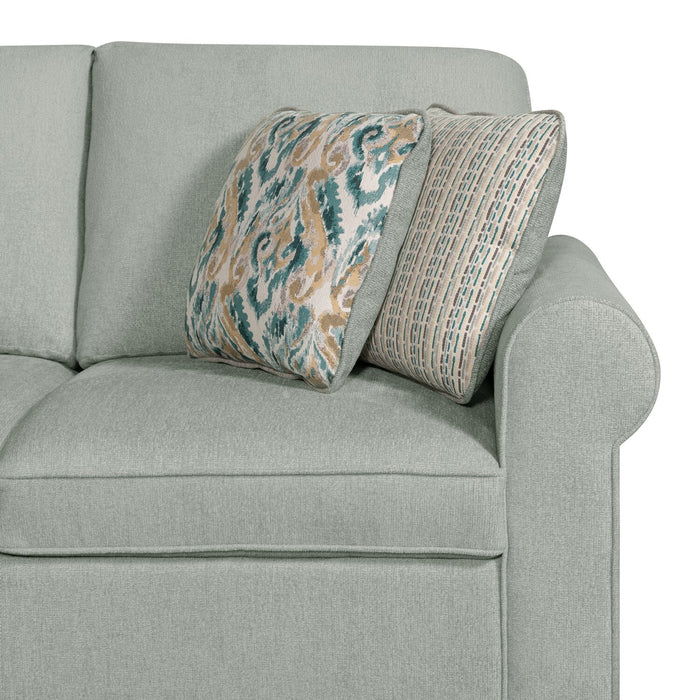 Sofa-lit sectionnel de gauche Haven de Scott Living 3 pièces en tissu de chenille avec fauteuil long de rangement - bleu écume de mer