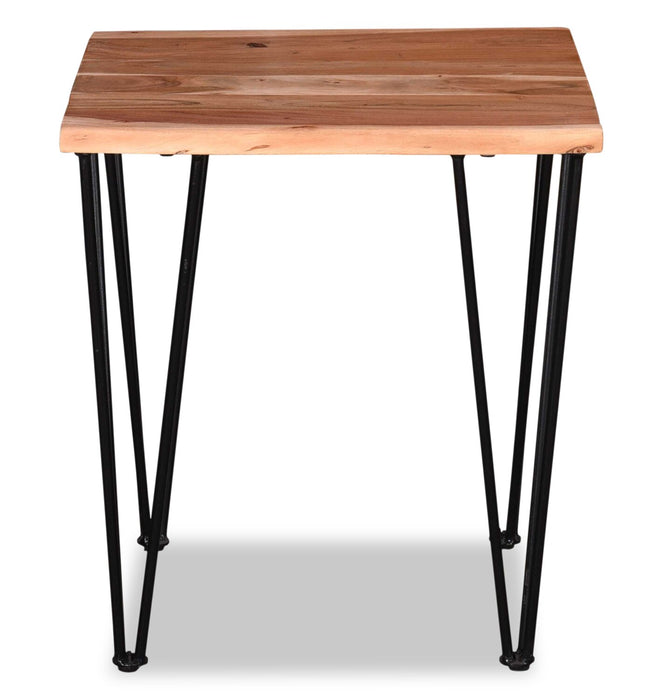 Table de bout rustique Kaleb de 22 po - brune et noire avec pattes en métal